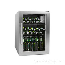 Fridge de bière de bar en acier inoxydable avec porte en verre